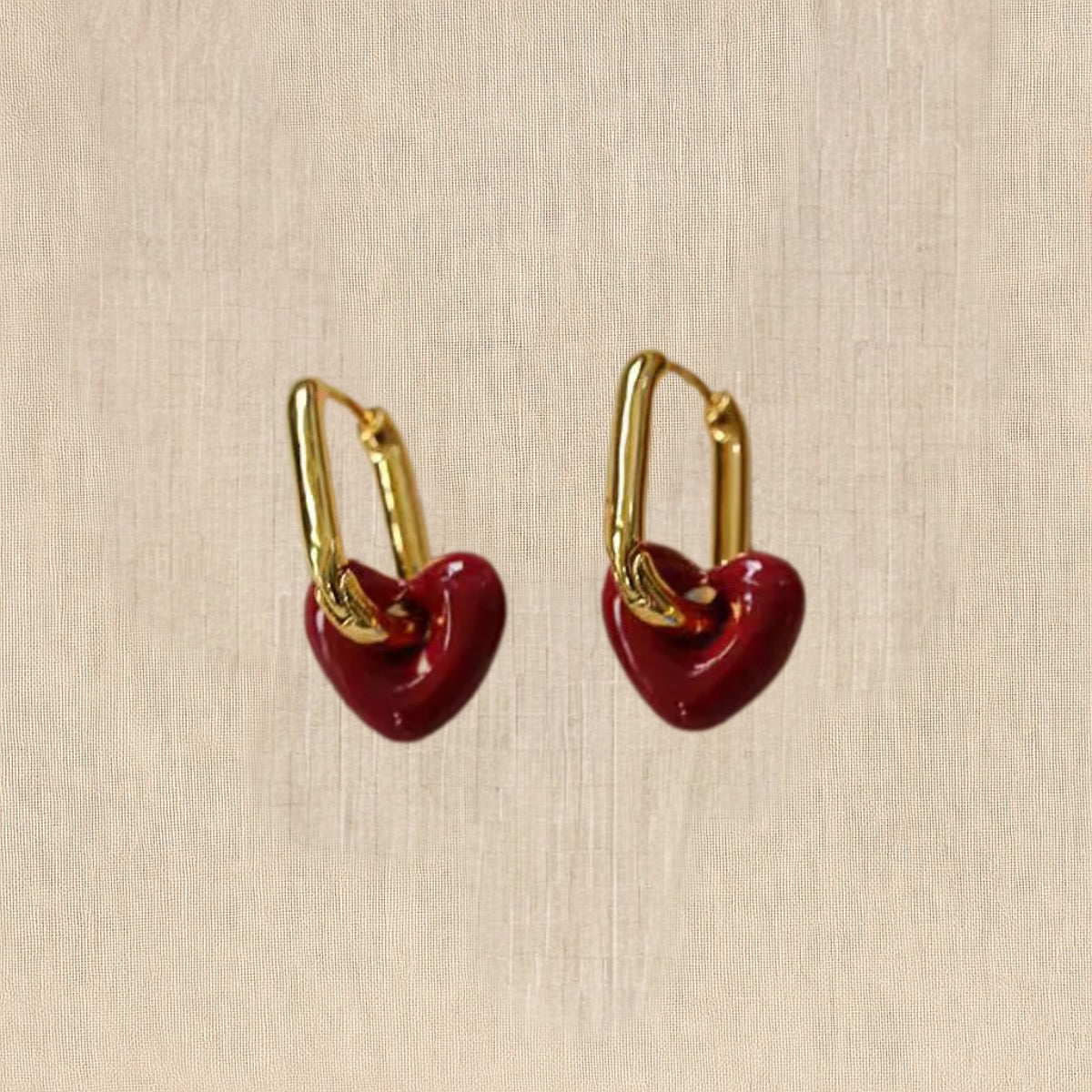 Cherry Glaze Heart Hoops
