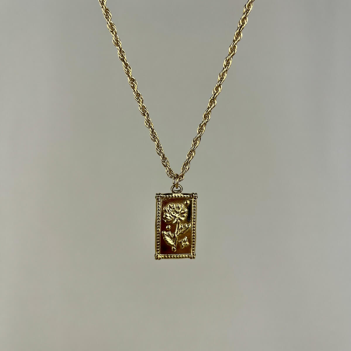 Golden Bloom Rectangle Necklace