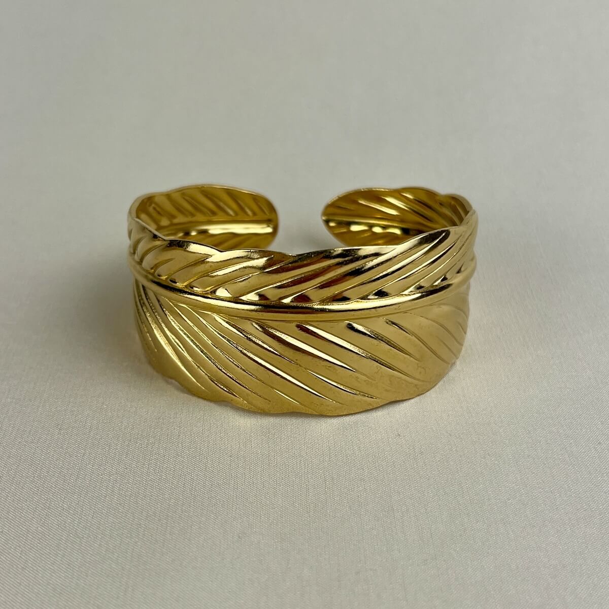 Golden Feather Cuff Bracelet