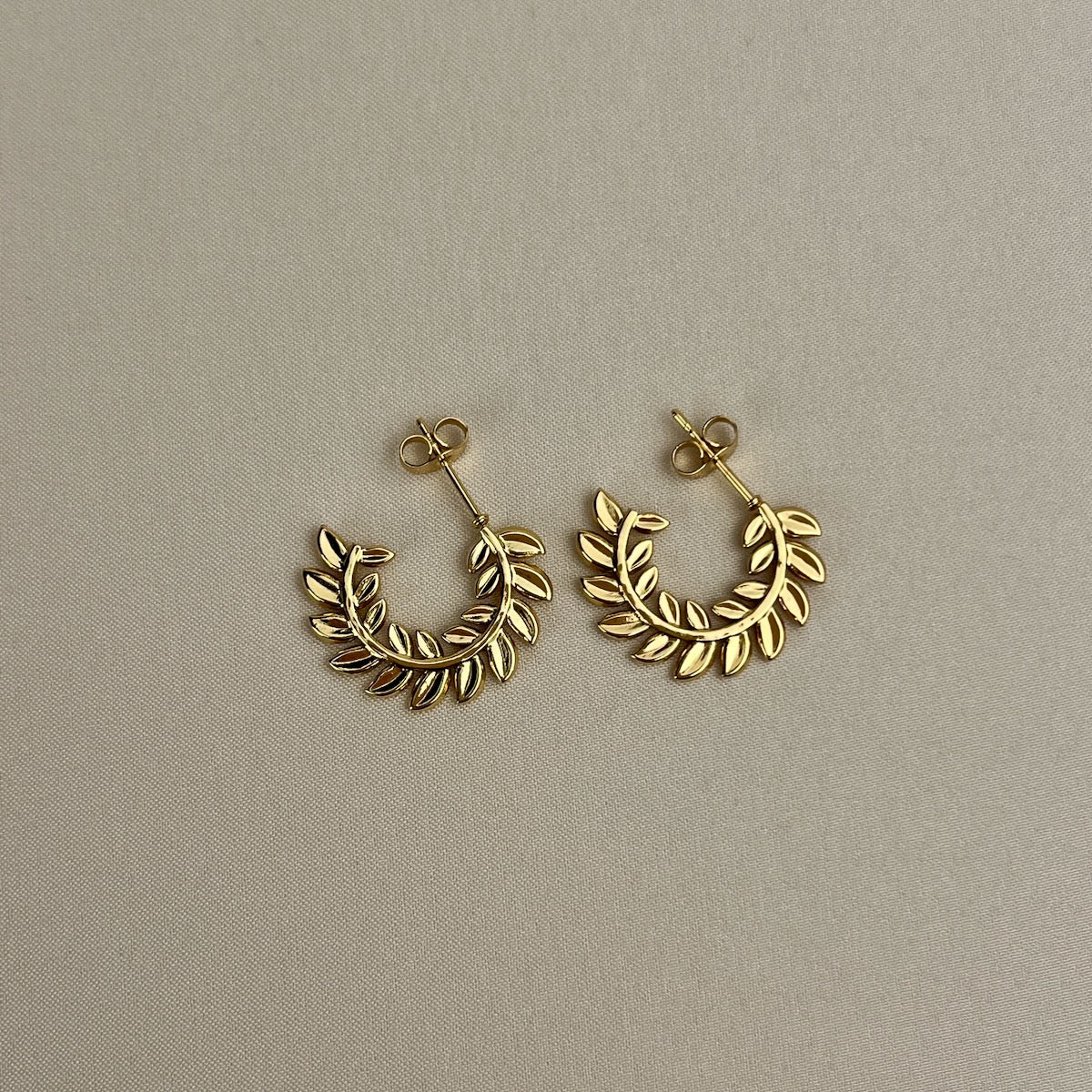 Golden Laurel Hoop Earrings