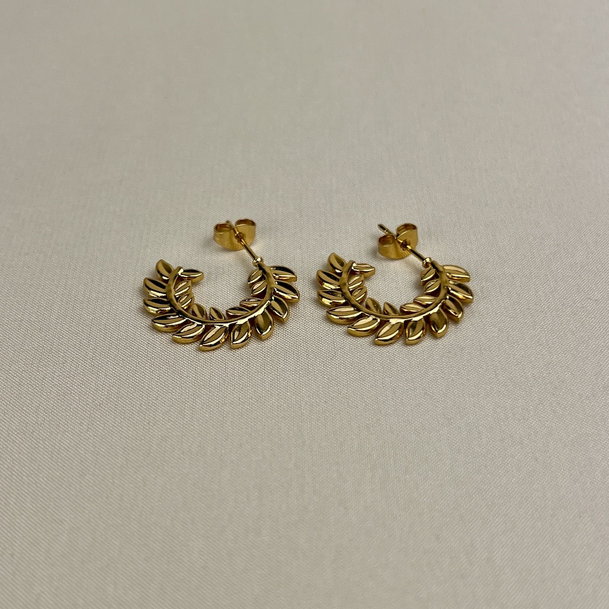 Golden Laurel Hoop Earrings
