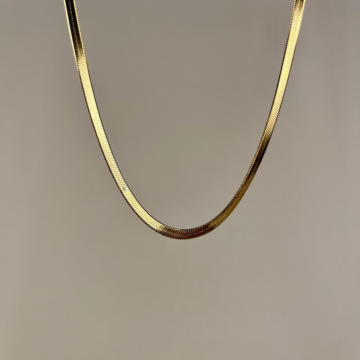 Golden Sleek Herringbone Necklace