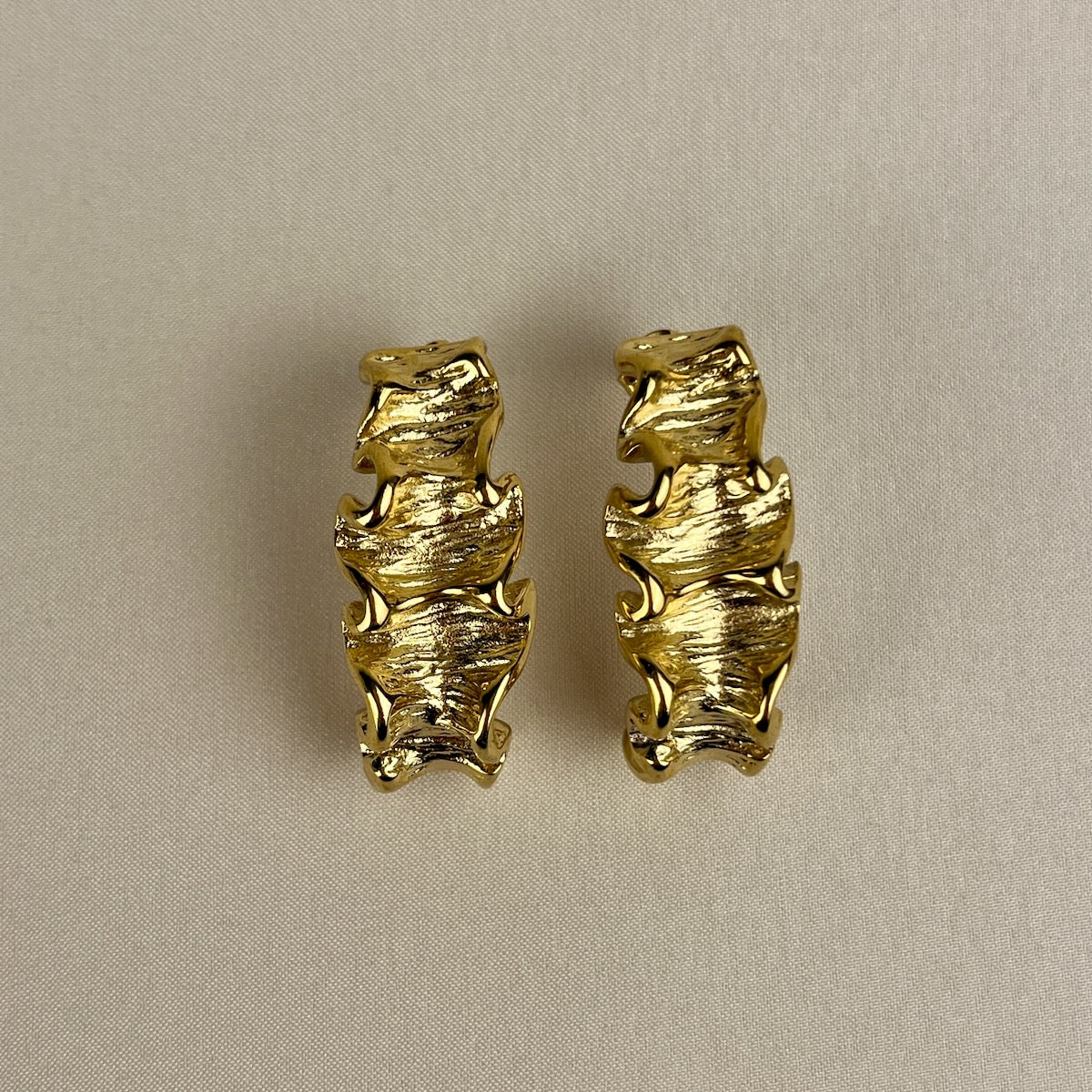 Sculpted Textured Gold Hoop Earrings