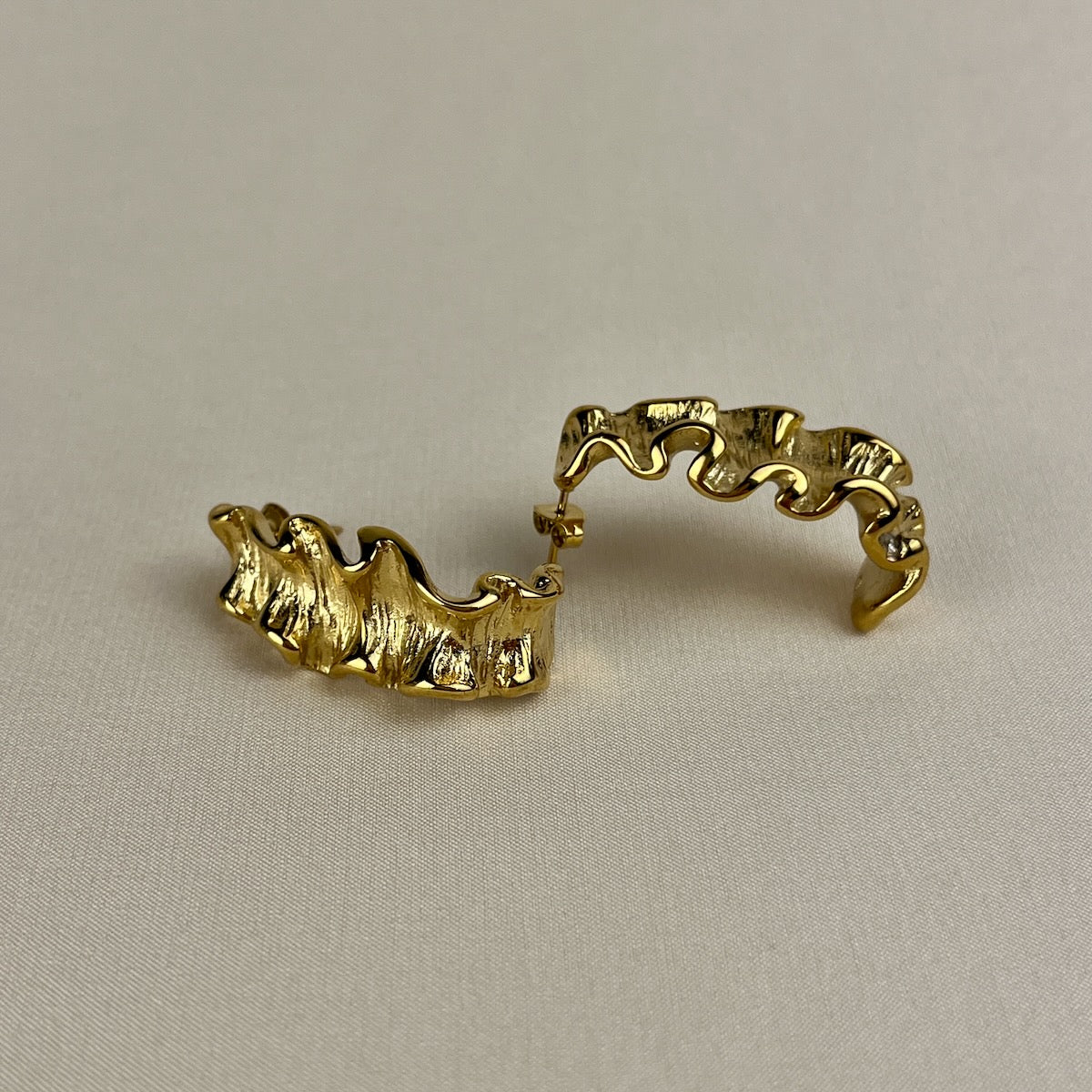 Sculpted Textured Gold Hoop Earrings