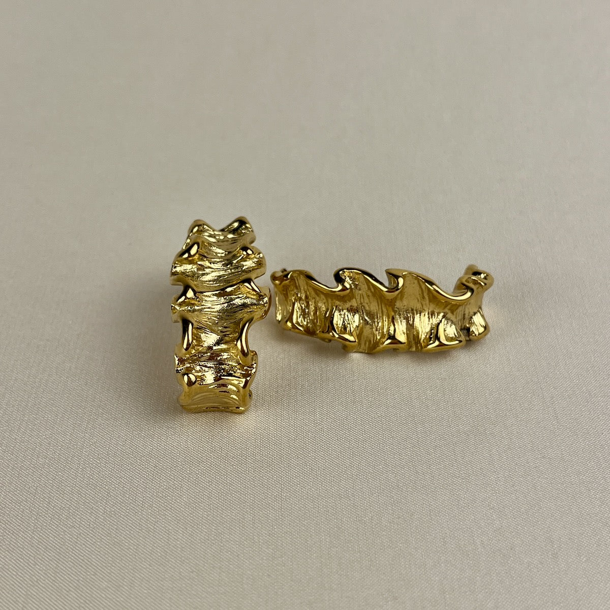 Sculpted Textured Gold Hoop Earrings
