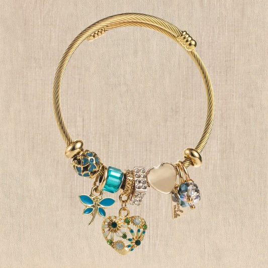 Azure Bloom Charm Bangle