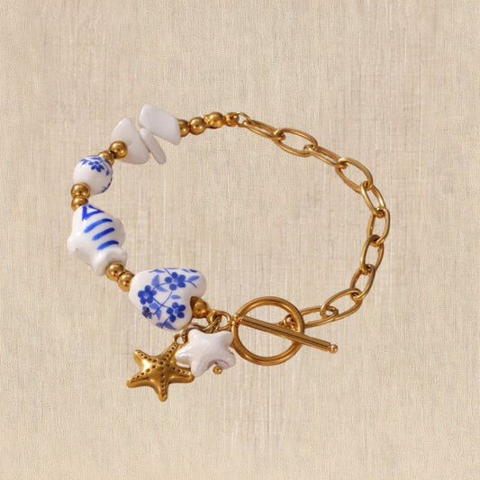 Azure Mosaic Bead Bracelet