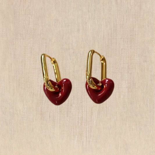 Cherry Glaze Heart Hoops