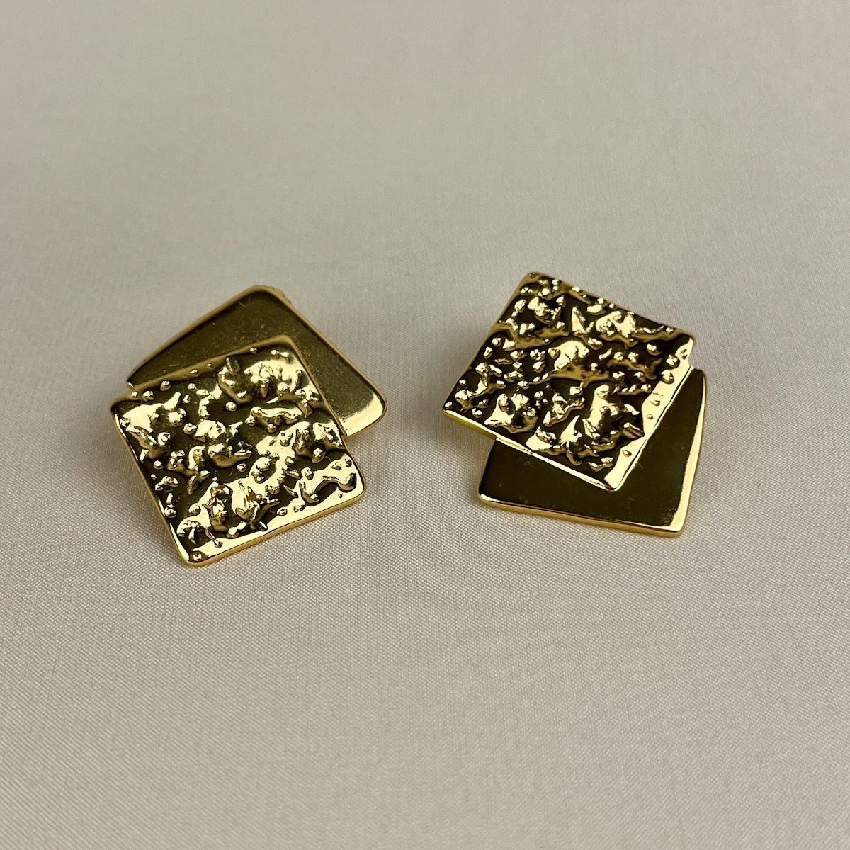 Geometric Textured Gold Earrings