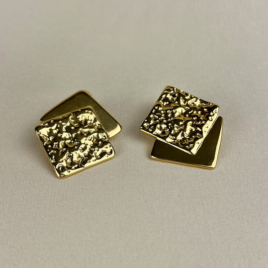 Geometric Textured Gold Earrings