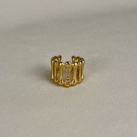 Golden Abstract Spine Ring