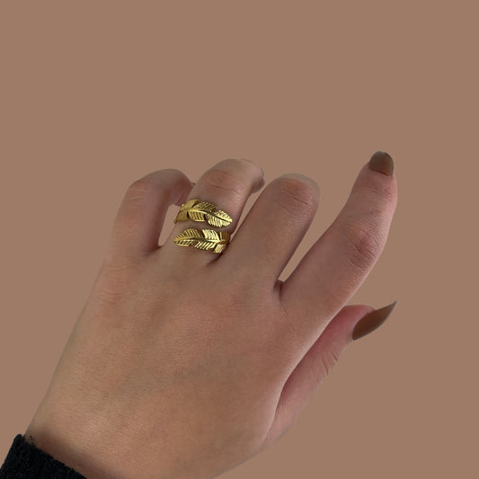 Golden Feather Wrap Ring