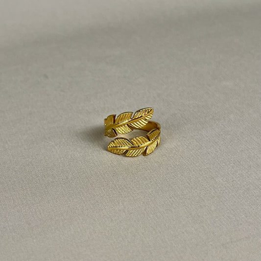 Golden Feather Wrap Ring