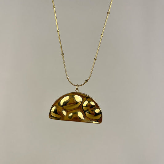 Golden Half-Moon Hammered Necklace