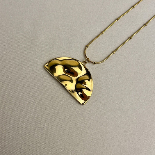 Golden Half-Moon Hammered Necklace