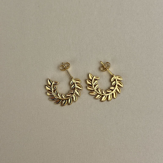 Golden Laurel Hoop Earrings