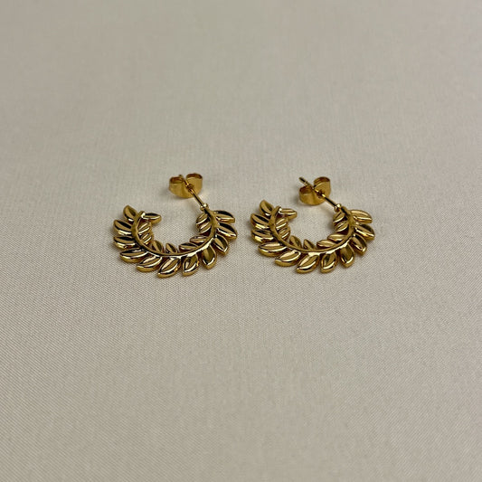 Golden Laurel Hoop Earrings