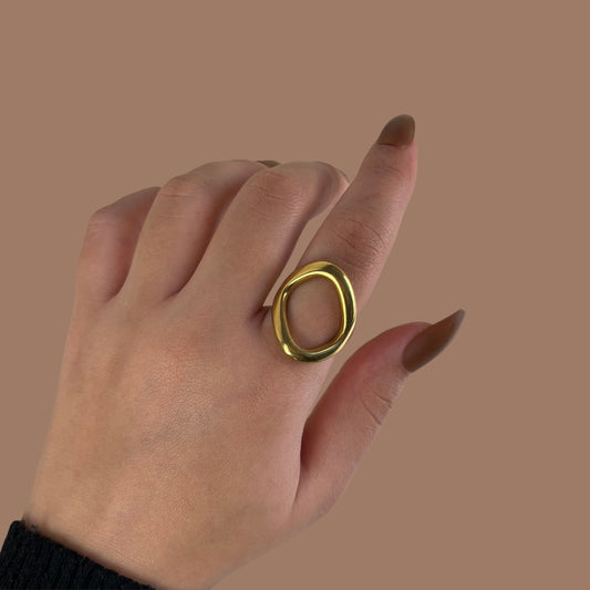 Golden Organic Circle Ring