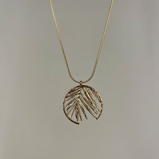 Golden Palm Leaf Cutout Necklace