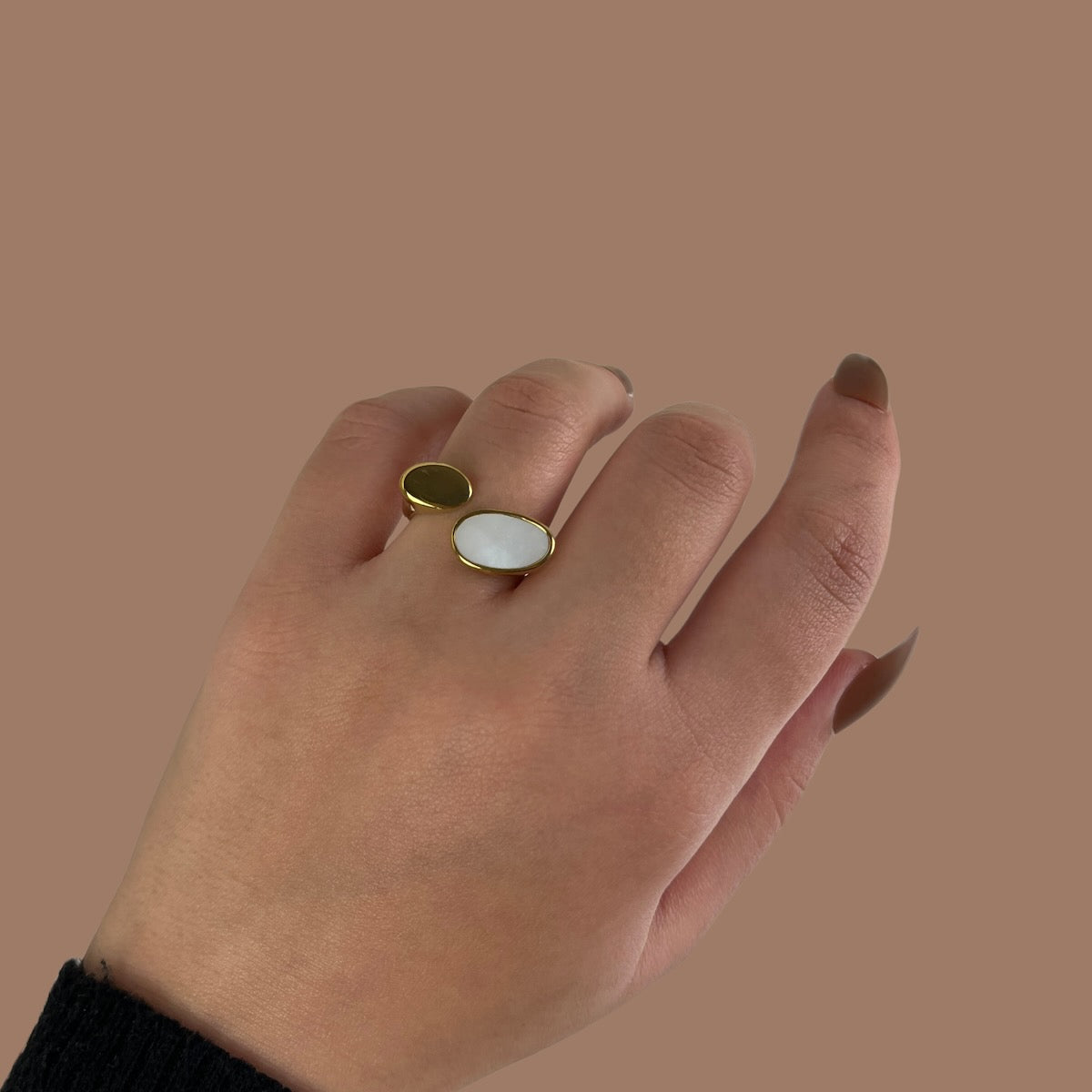 Golden Pearl Duet Ring
