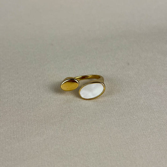 Golden Pearl Duet Ring