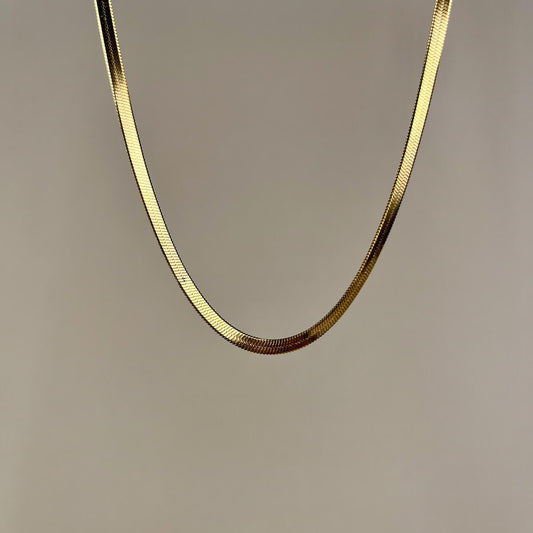 Golden Sleek Herringbone Necklace