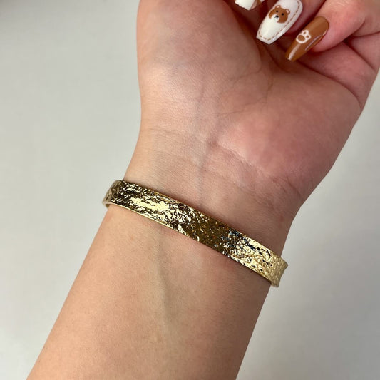 Golden Textured Cuff Bracelet
