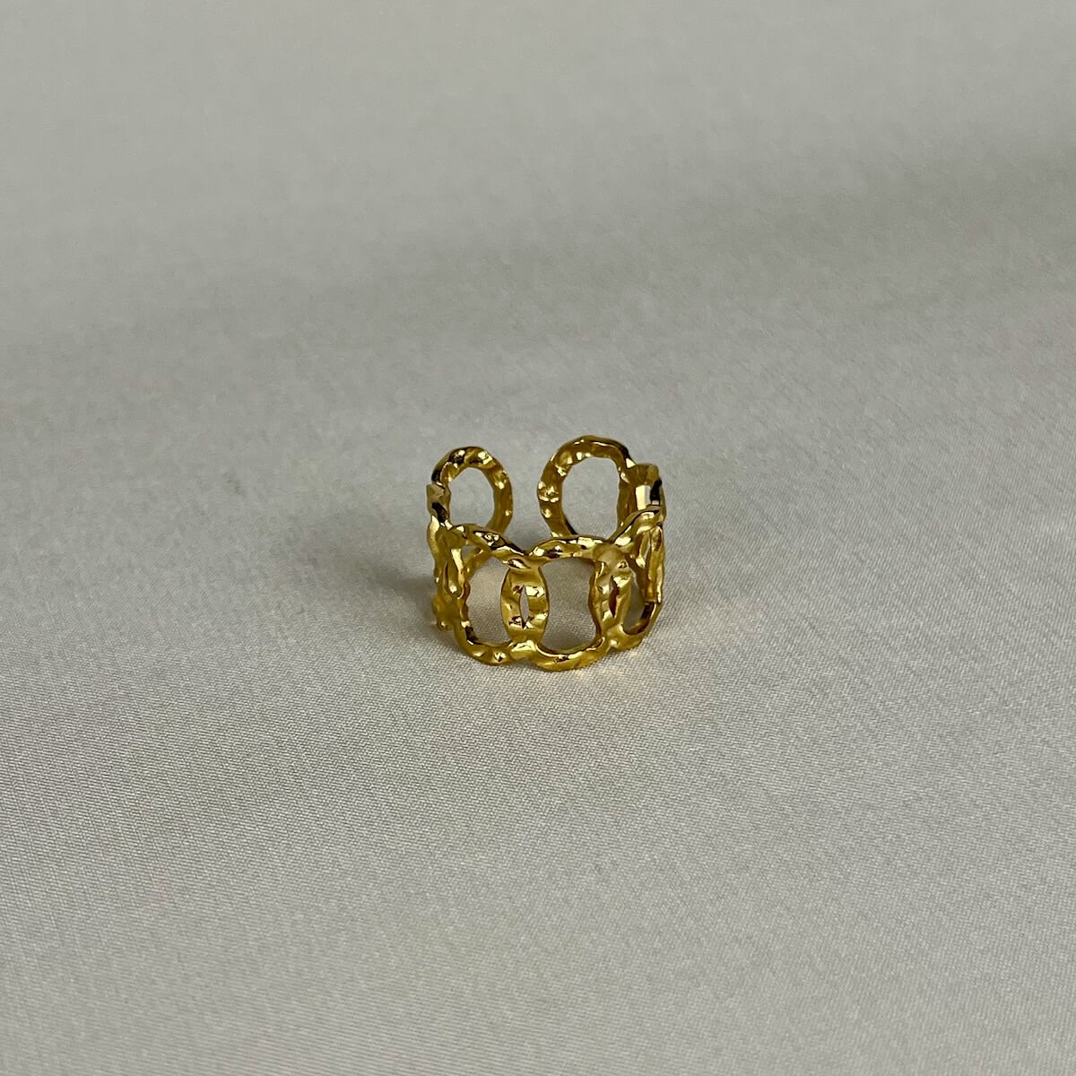 Hammered Golden Chain Ring
