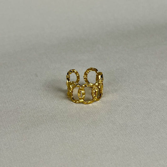 Hammered Golden Chain Ring