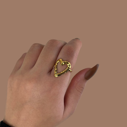 Hammered Heart Ring