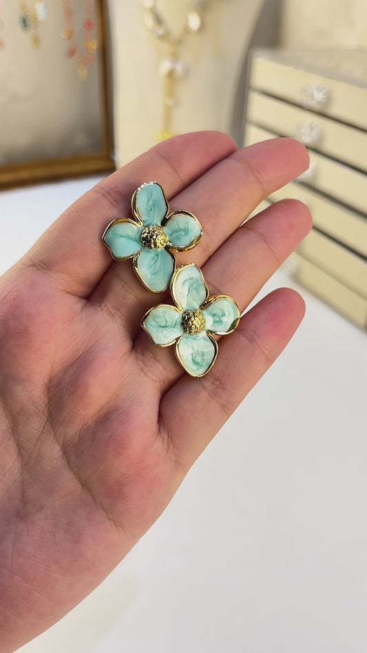 Blue Petal Bloom Earrings
