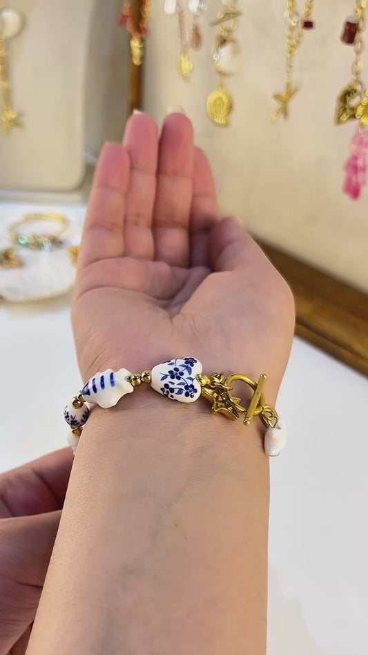 Azure Mosaic Bead Bracelet